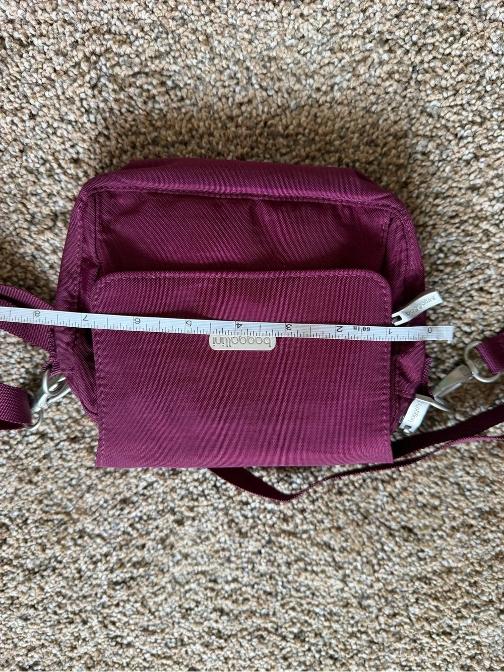 BAGALLINI Plum Maroon Purple Nylon Zippered Crossbody Shoulder Bag